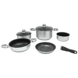 Gimex Topfset 8-tlg. Silver Line Aluminium