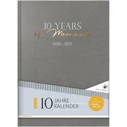 Ridoide, Agenda, 10 Jahresagenda 2026-2035 702240401 1T/1S grau DE 21x29.1cm (A4, 1 Tag / 1 Seite)