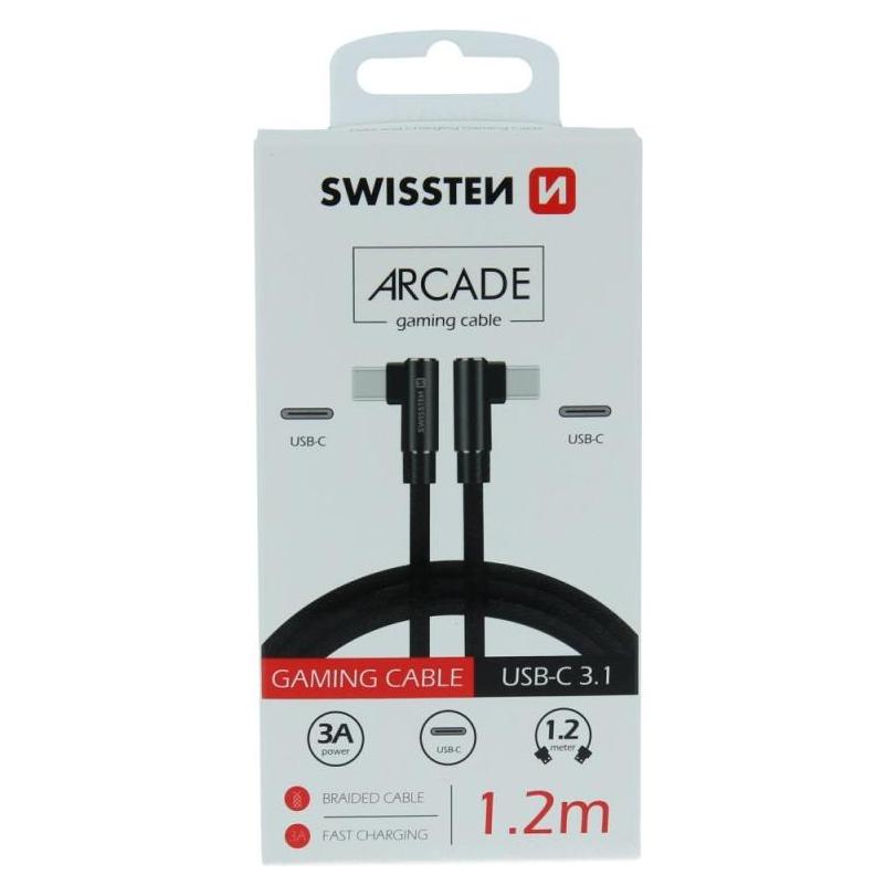 Swissten L Type Textile Universal Quick Charge 3.1 USB-C to USB-C Data and Charging Cable 1.2m (1.20 m, USB 2.0) (8595217475359)