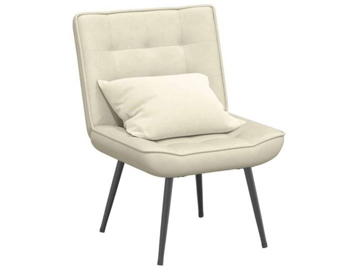 Chaise de relaxation - Crème - Velours - 1 place - Design contemporain
