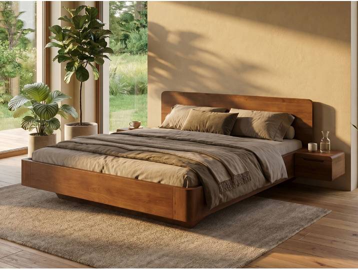 Bett Kernbuche Dunkel „Clara“ 160 x 200 cm Massivholz Buche Dunkel
