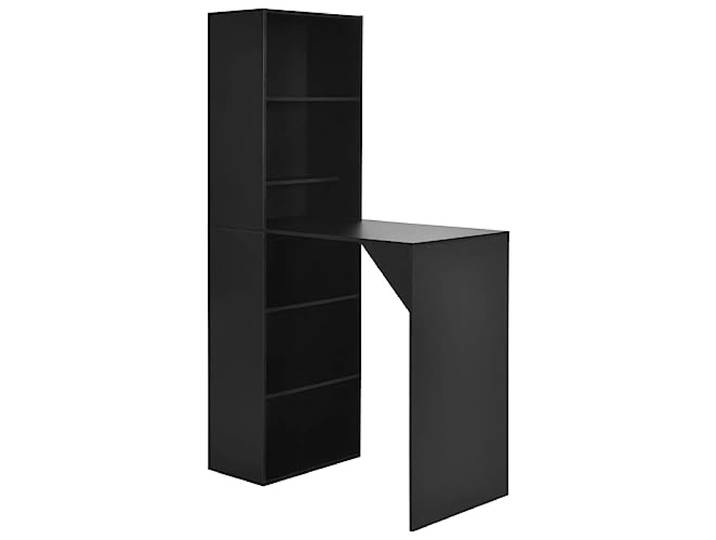 GHVBNMF Bartisch mit Schrank Schwarz 115x59x200 cm Stehtisch Bistro Platzsparende Kombination aus Stehtisch und Schrank mit Fächern für Getränke und Geschirr in Küche oder Essbereich.