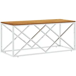 vidaXL Couchtisch Edelstahl und Massivholz Akazie