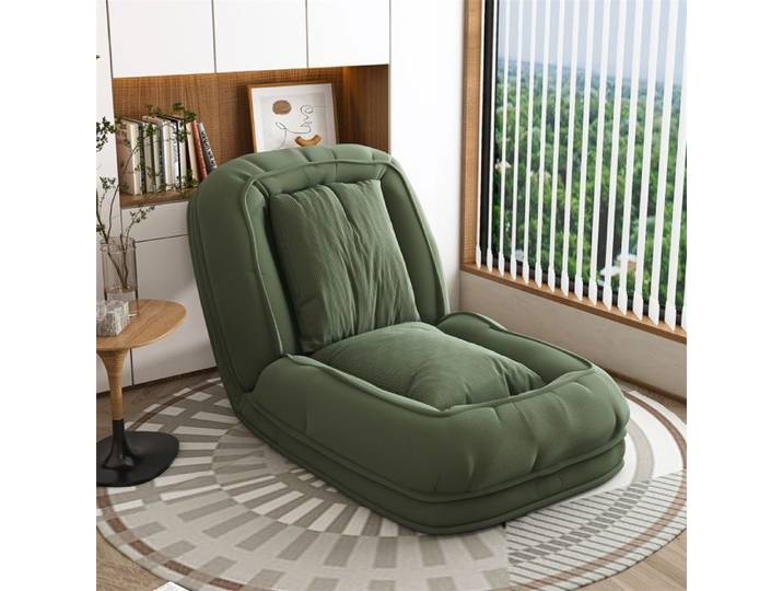 Canapé-lit pliable et ergonomique - Dossier réglable sur 5 positions - Avec 2 oreillers - Vert