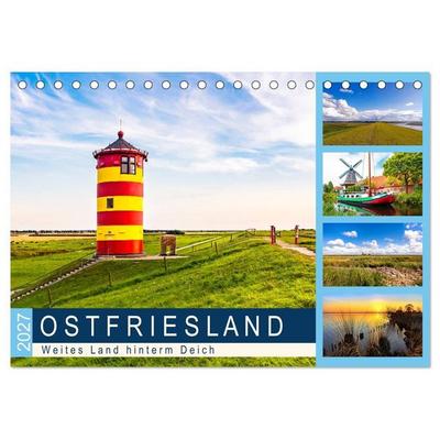 OSTFRIESLAND Weites Land hinterm Deich (Tischkalender 2027 DIN A5 quer), CALVENDO Monatskalender