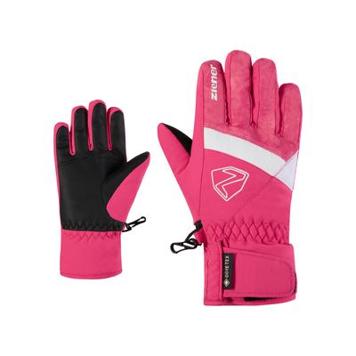 Skihandschuhe ZIENER "LEIF-Z GORE-TEX JUNIOR", Mädchen, Gr. 4,5, rosa (tie dye pop pink), Kunstfaser, Handschuhe, wasserdicht, winddicht, atmungsaktiv, warm