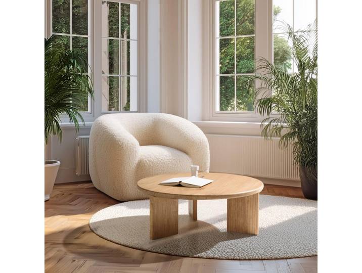 AMY - Table basse ronde 80cm en bois de mindi AMY