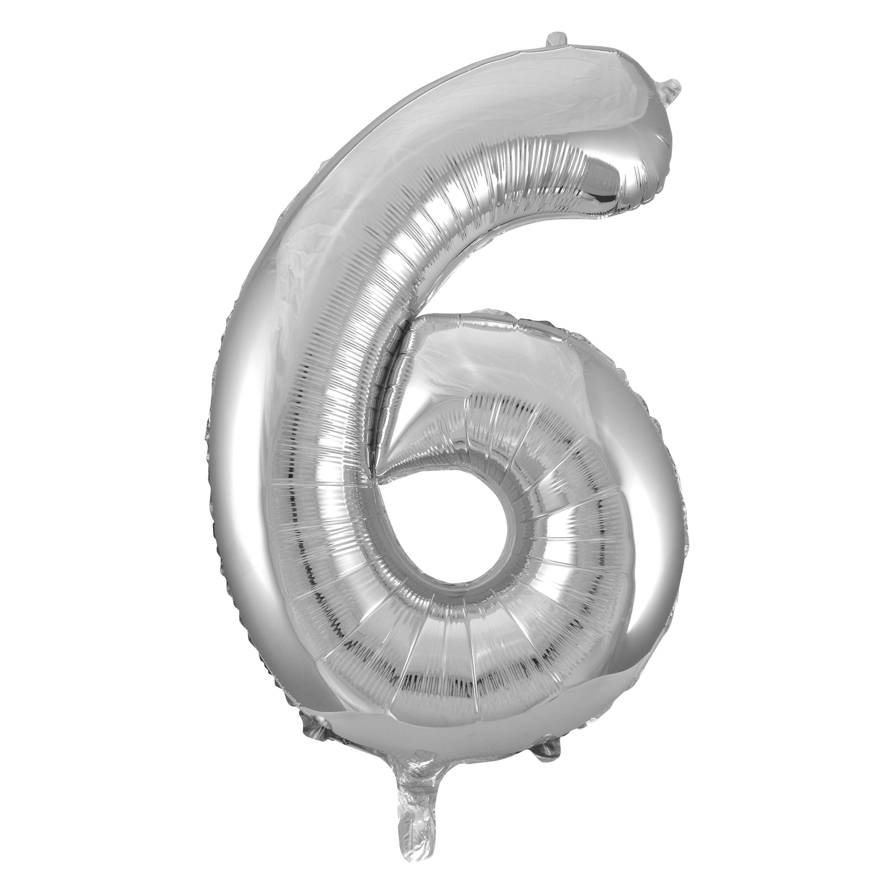 Idena Folienballon Zahl 6 70x105cm silber (1x) (38231)