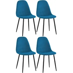 CLP 4er Set Esszimmerstühle Napier Stoff   Farbe: blau, Material: Stoff