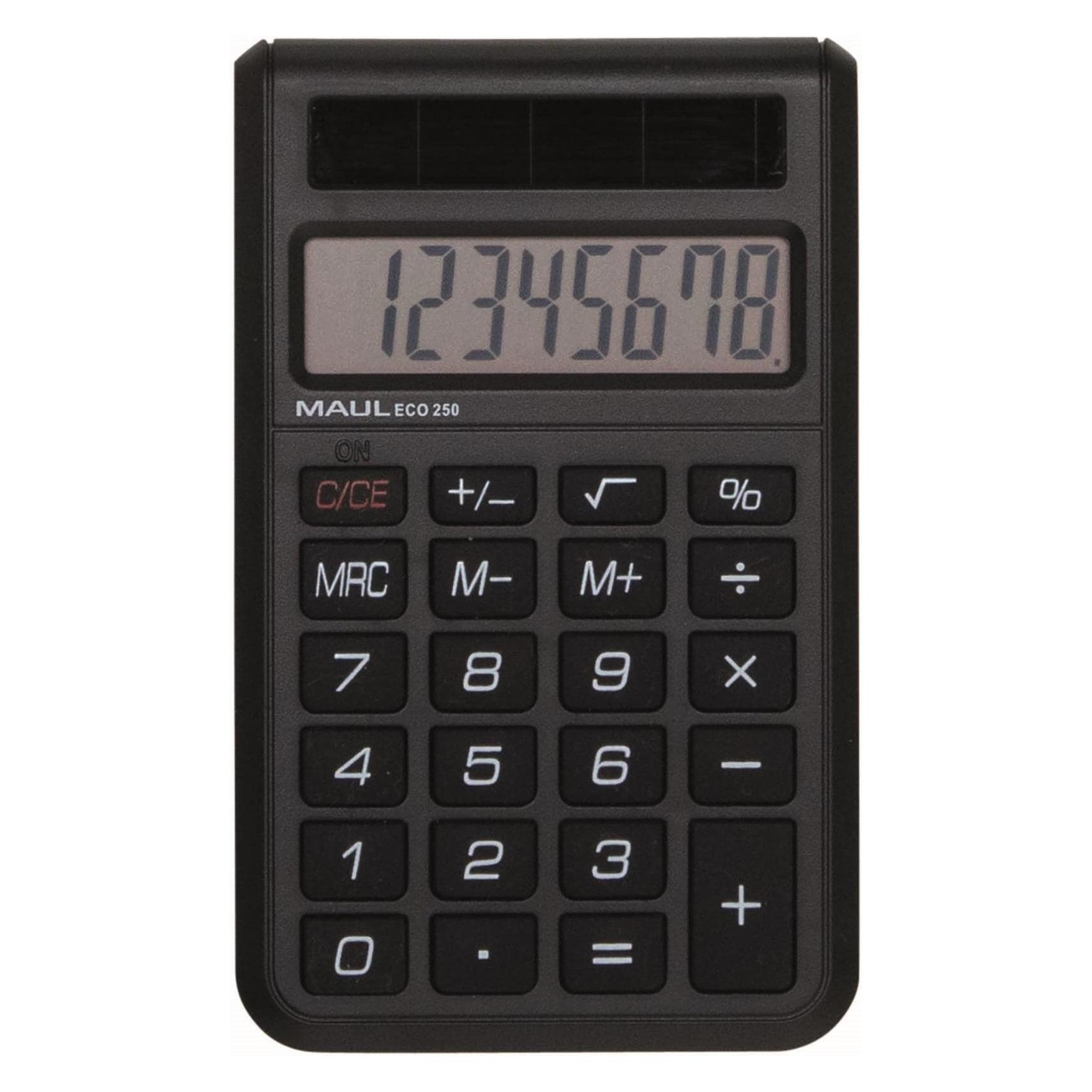 Maul Taschenrechner ECO 250, umweltfreundlich, Reiner Solar Rechner, Blauer Engel/uz116, 8 Stellen (Solarenergie) (7268290)
