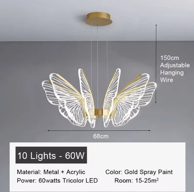 Inspire Curations Minimalist Butterfly Chandelier Light Modern Acrylic Butterfly Pendant Light For Home 10 Heads 110 240v white Light