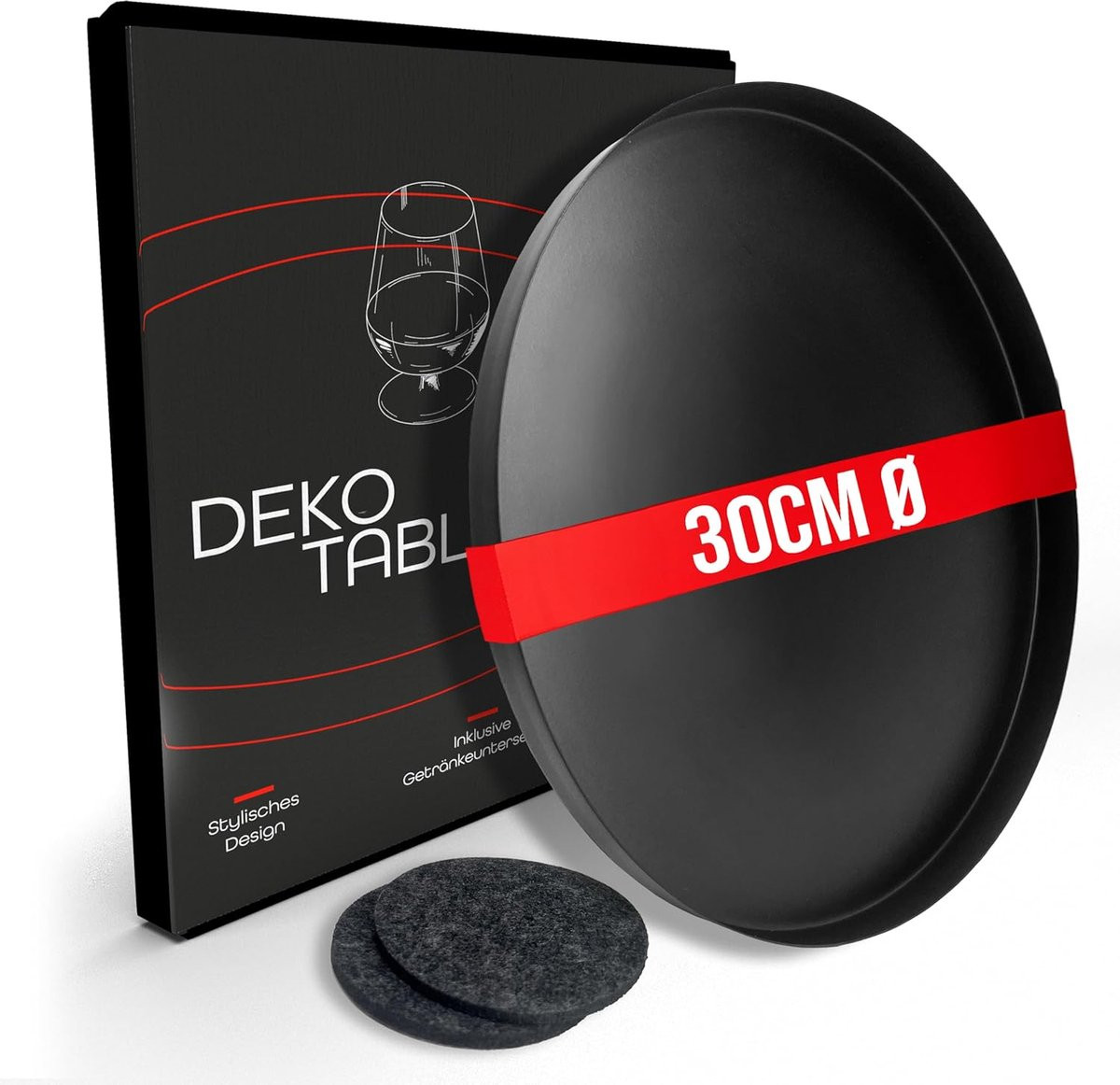 Rond decoratief dienblad 30 cm - Zwart metalen decoratieplaat