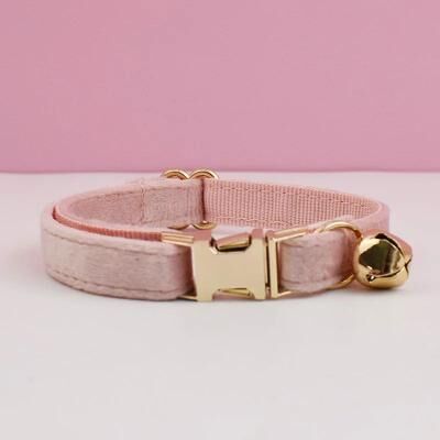 Inspire Select Luxury Personalized Velvet Cat Collar With Engraved Name Plate, Bow Tie & Bell Custom Soft Adjustable Pet Collar velvet 36 s 6.310.2 In