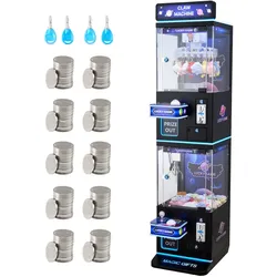VEVOR Greifautomat, mittelgroß, Arcade-Spielautomat mit Greifer & Doppelschicht, Licht & Ton, Spielzeug-Süßigkeitengreifer, Preisspender, für kommerzielles Heimkino, Schwarz-Lila