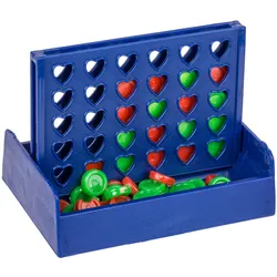 Mini-Tischspiel "Vier Gewinnt" - Strategie & Spass für 2 Personen mit Herzfenstern - Kompakt 10x6cm - Ideal für Reisen & Regentage