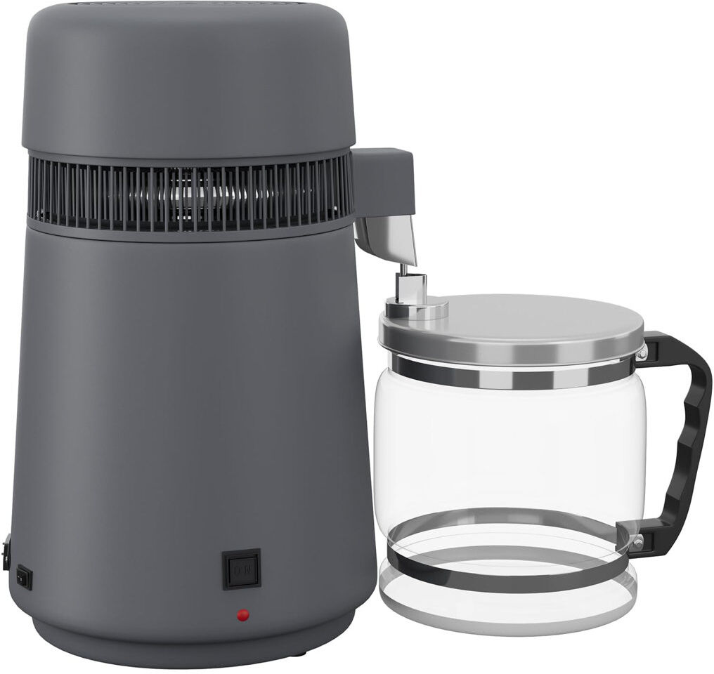 London Boutique Countertop Water Distiller 4L, 750W Stainless Steel Distilled Water Maker - Digital Display & Timer - Glass Jug, Metallic Gray - 750W 4L Metallic Gray Metallic gray 28cm H X 35.8cm W X 48cm D