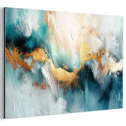 METALLBILD Abstrakt - Kunst - Gold - Blau 30x20 cm