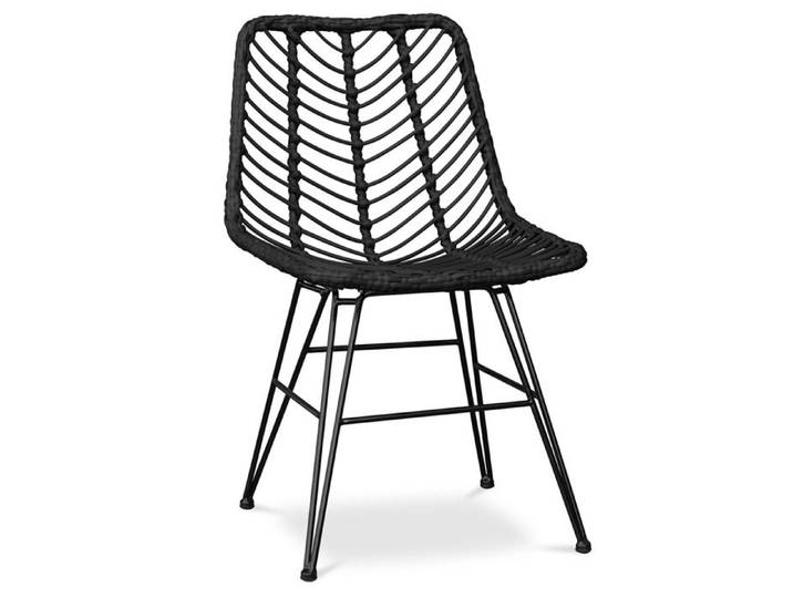 Chaise de salle à manger en osier synthétique - Valery Noir