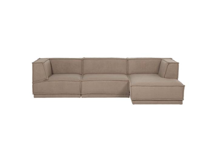 Canapé d'angle droit en tissu teddy taupe
