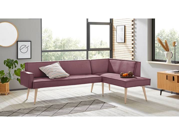 exxpo - sofa fashion Lungo, moderne Kedernaht, bequem und elegant, hoher Holzfuss hochwertige Detailverarbeitung, frei im Raum stellbar