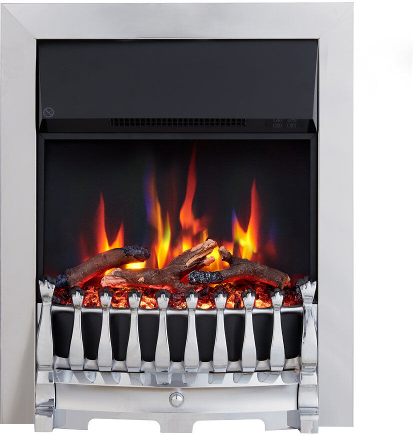 FLAMEKO 16" Freestanding Electric Fireplace Insert, Blenheim Fret, Verona Chrome