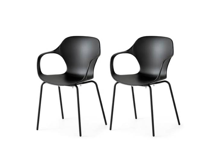 Connubia, 2 Stühle OPS! Metallgestell schwarz matt Sitz aus recyceltem Polypropylen 100% schwarz matt