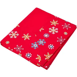 TISCHDECKE Weihnachten, rot mit Schneeflocken-Bordüre, 137/228 cm