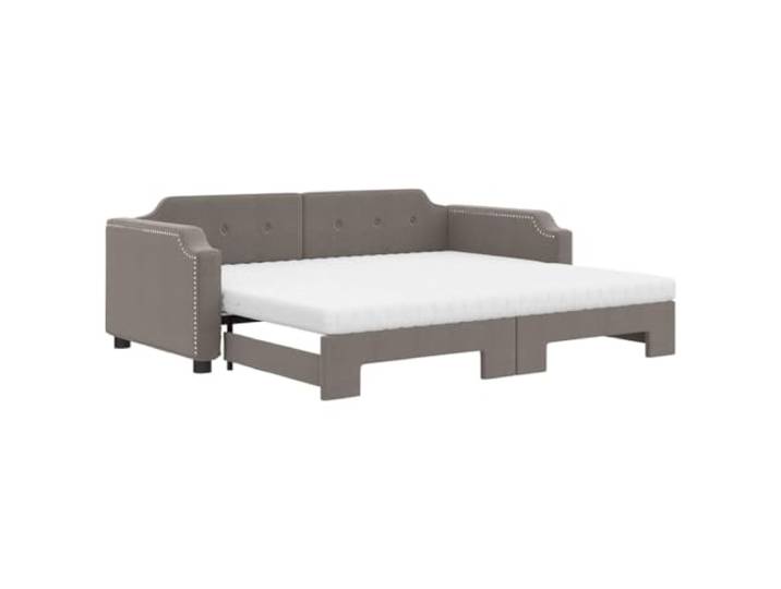 KKgypkn Tagesbett ausziehbar 90x200 cm mit Matratzen, Taupe Stoff, 2-in-1 Schlafsofa für Wohn- und Schlafzimmer