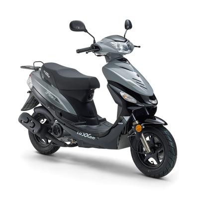 Motorroller LUXXON "LuXXon Prime 2", grau (grau, schwarz), Motorroller, 45 km/h, 10 Zoll, Automatik, Benzinbetrieben, 1 Zylinder, 4-Takt, Roller, B:65,5cm H:110cm L:175cm