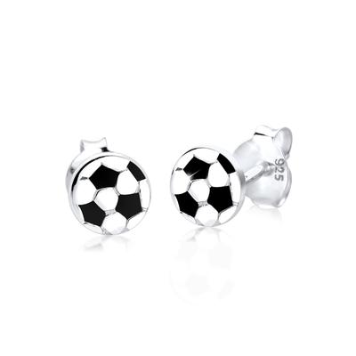 Paar Ohrstecker ELLI "Ohrringe Fußball WM Emaille EM Sport Meisterschaft Silber", schwarz, Ohrringe, Damen, ohne Stein, Silber 925 (Sterlingsilber)