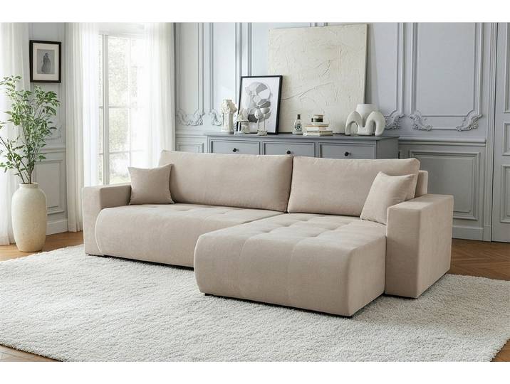 Fun Möbel Ecksofa Schlafsofa FUN TUMELO mit Ottomane in Polsterstoff Wind, Rundumbezug, mit Bettkasten
