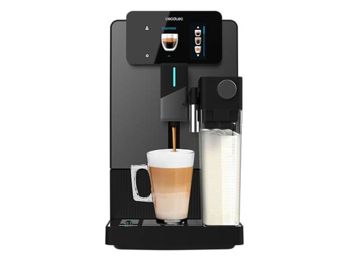 Cecotec Cremmaet Latte Touch Kaffeevollautomat, 19 bar, Thermoblock 12 Getränke, 4 Profile, Wasser 1,1 l und 400 ml Milch, TFT-Display, konische Mühle, automatische Reinigung, höhenverstellbar