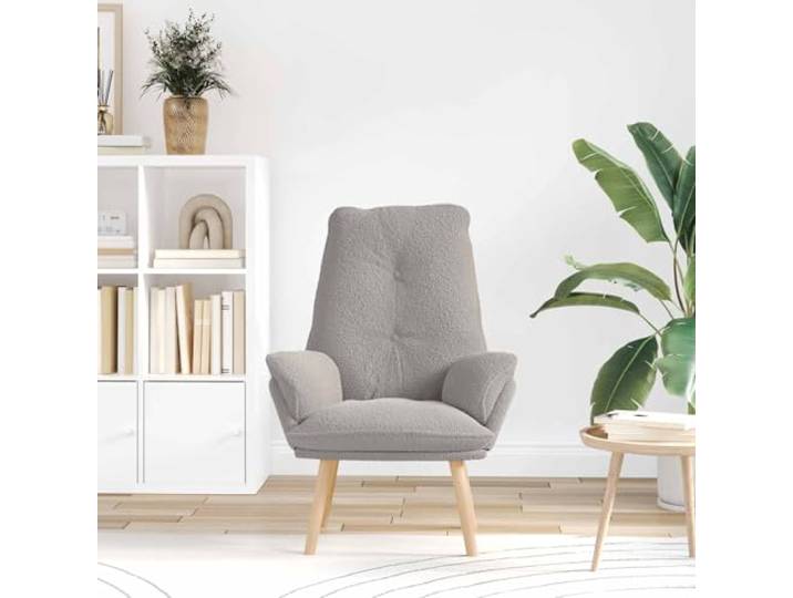 NLQMSU Sessel, hellgrau, aus Sherpa-Stoff, 69 x 74 x 93 cm, mit Füßen aus Weicher Wollstoff, gepolsterte Armlehnen, ergonomische Rückenlehne, stabile Gummifüße, minimalistischer Stil