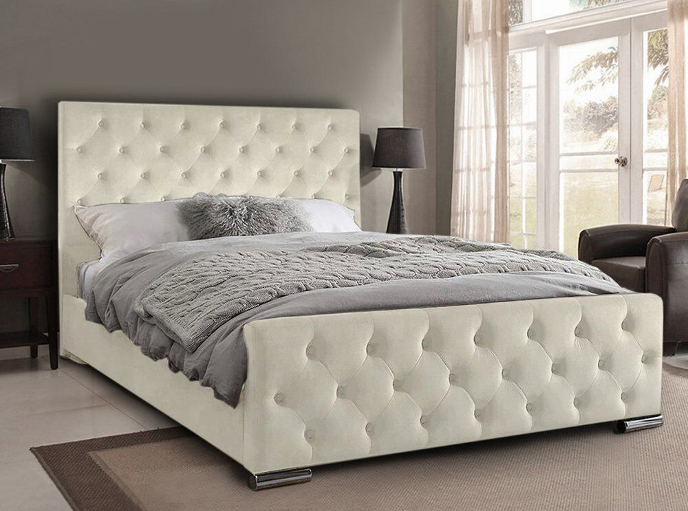 Mercer41 Carlos Upholstered Bed Frame Cream Double (4'6)