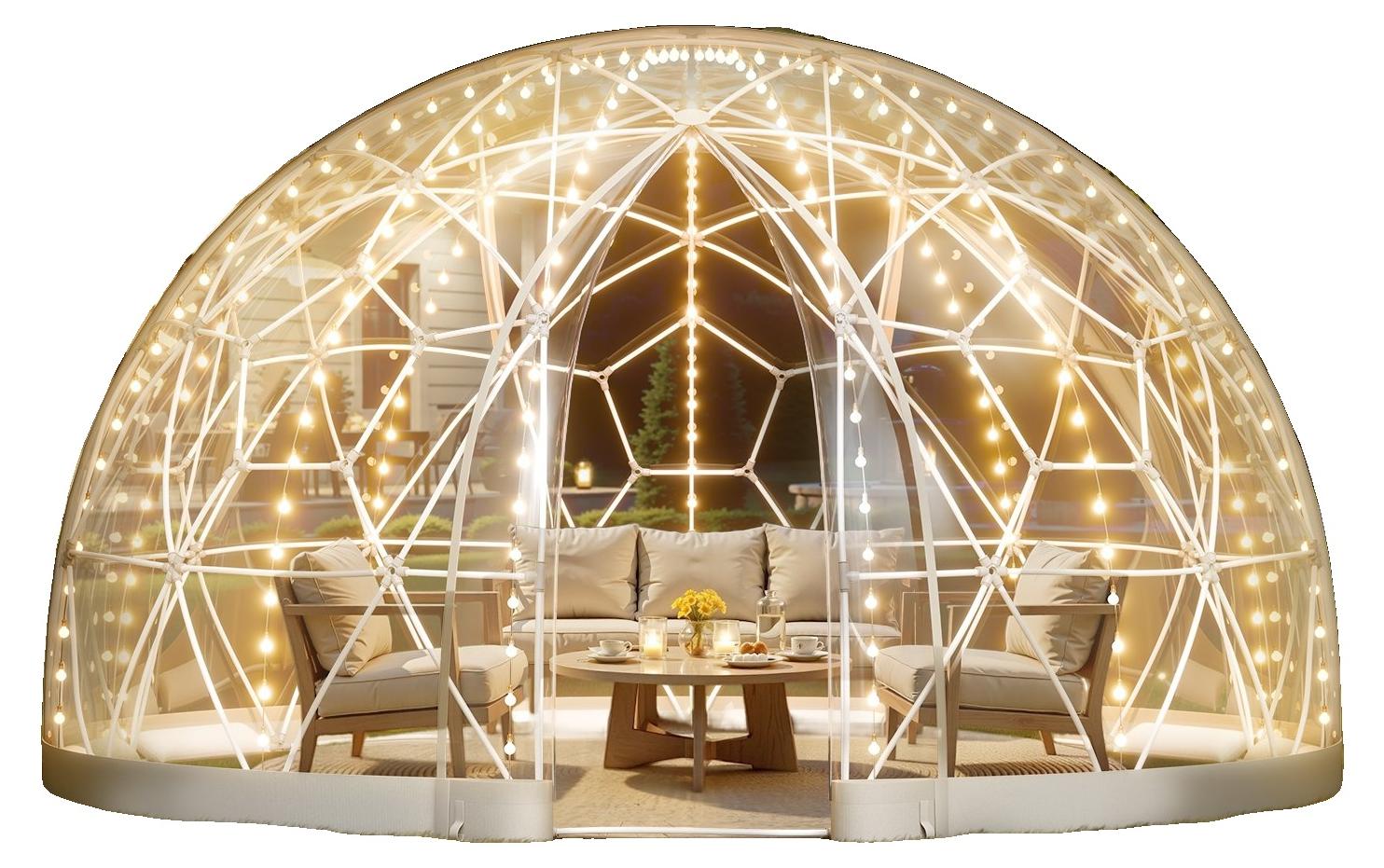 VEVOR Garten-Dom-Iglu, 4,5 x 2,7 m Outdoor Klar Bubble Zelt für 4-7 Personen, Wetterfestes geodätisches Kuppelgewächshaus mit Fenster, PVC-Iglu-Zelt für Hinterhof, Terrassen, Camping, Party, Hochzeit, 2.9x1.75 m