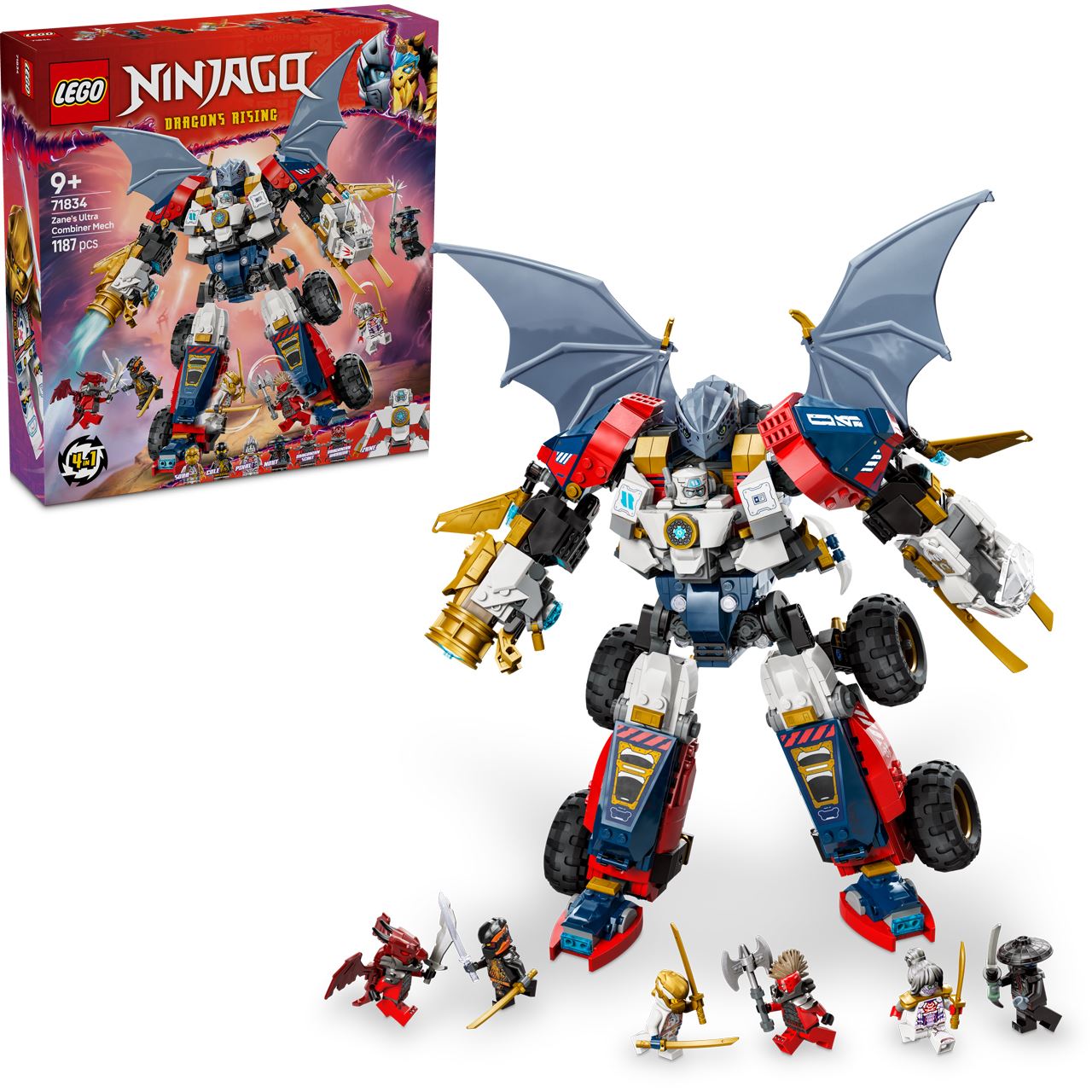 LEGO NINJAGO 71834 4in1 Zanes Ultra-Kombi-Mech - Auto, Jet und Drache