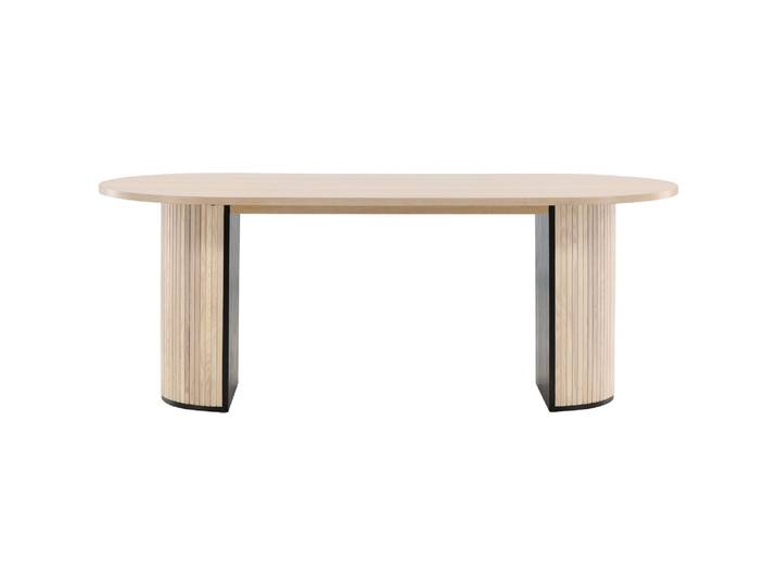 Esstisch VENTURE HOME Bianca, ovaler Esstisch mit Furnier-Veredelung, 200 × 90 cm , beige (schwarz, natur, weißgewaschen, weißgewaschen), B:90cm H:75cm T:90cm, Tische, Esstisch, Esszimmertisch, MDF, Holzfurnier-Optik, oval, geräumig, modern
