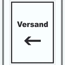 HB-Druck Versand Aufkleber mit Text und Richtungspfeil links Lieferung shipping hochkant A7 (74x105mm)