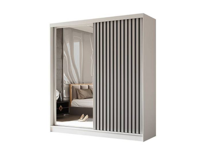 Compleo Schwebetürenschrank VENTURA Modische Garderobe mit Lamellen, Breite: 200 cm