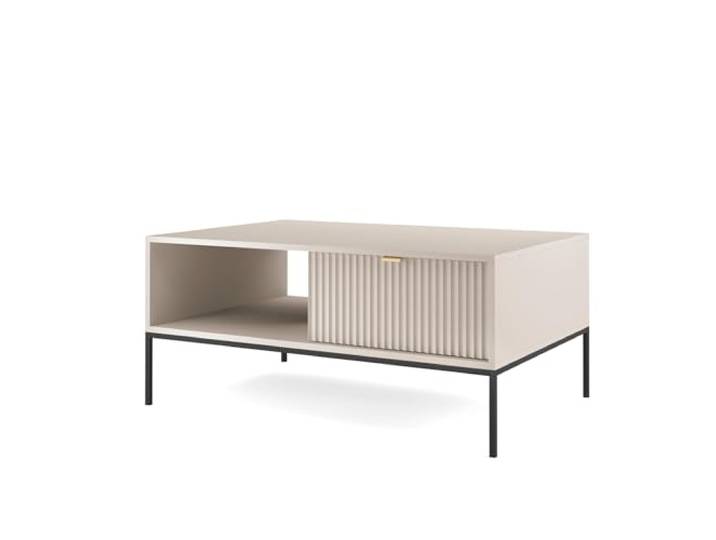 Komodee Nachttisch Nanaimo Kaschmir 54x56x39 cm Couchtisch NANAIMO - Kaschmir - Goldene Griffe - Mit Schublade - Breite 104 cm, Höhe 48 cm, Tiefe 68 cm