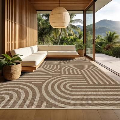 Garvee Modern Circles Easy Jute Area Rug