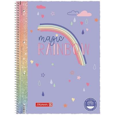 Brunnen Collegeblock Premium Magic Rainbow A4, Lineatur 27, 80 Blatt, violett/bunt, von , Brunnen