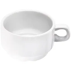 Stalgast 12 Kaffee-Obertassen, stapelbar, reinweißes Hotelporzellan, Serie Isabell, 0,2 Liter