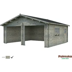 Palmako Garage Roger 28,4 m2 - 44 mm - ohne Tore Grau tauchimprägniert