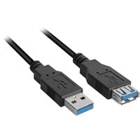 USB 3.2 Gen 1 Verlängerungskabel, USB-A Stecker > USB-A Buchse schwarz, 2 Meter