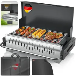 KESSER® Klappgrill tragbarer Camping Grill   Holzkohlegrill aus pulverbeschichtetem Stahl inklusive Grillrost, Grillmatte & Tragetasche   Faltbar BBQ ideal für Camping, Picknick & Angeln