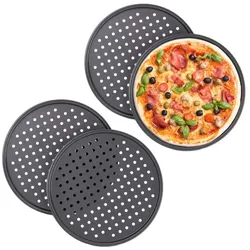 Relaxdays Knusper Pizzablech 4er Set Anthrazit