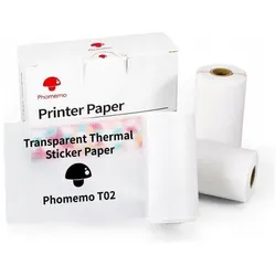 Phomemo, Etikettenrolle, Q12-TTRMS Thermopapier für Aufkleber – transparent, selbstklebend – 3 Rollen