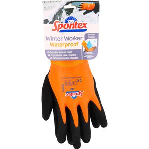 Spontex Arbeitshandschuhe Winter Worker Waterproof, Latex-Beschichtung, orange, Größe 9 / XL