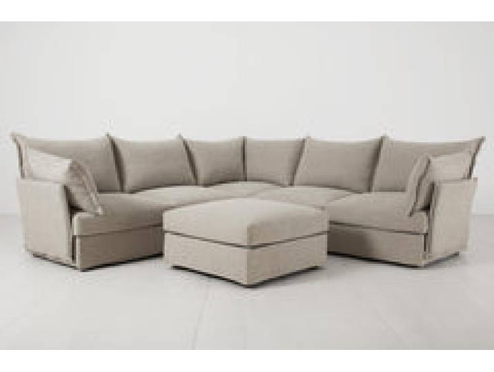 Ecksofa Model 06 mit Polsterhocker, Steingrau